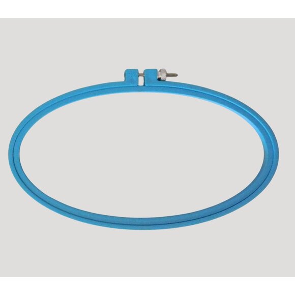 2 Embroidery Hoops Blue Plastic Round 8 Inch Oval 9x4.5 Inch Screw Closure - Picture 3 of 6